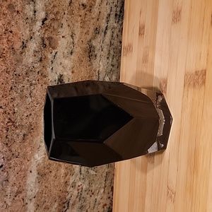 Vintage black glass hexagon vase